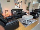 3+2 Seater Leatheraire Recliner Sofas Black Charles