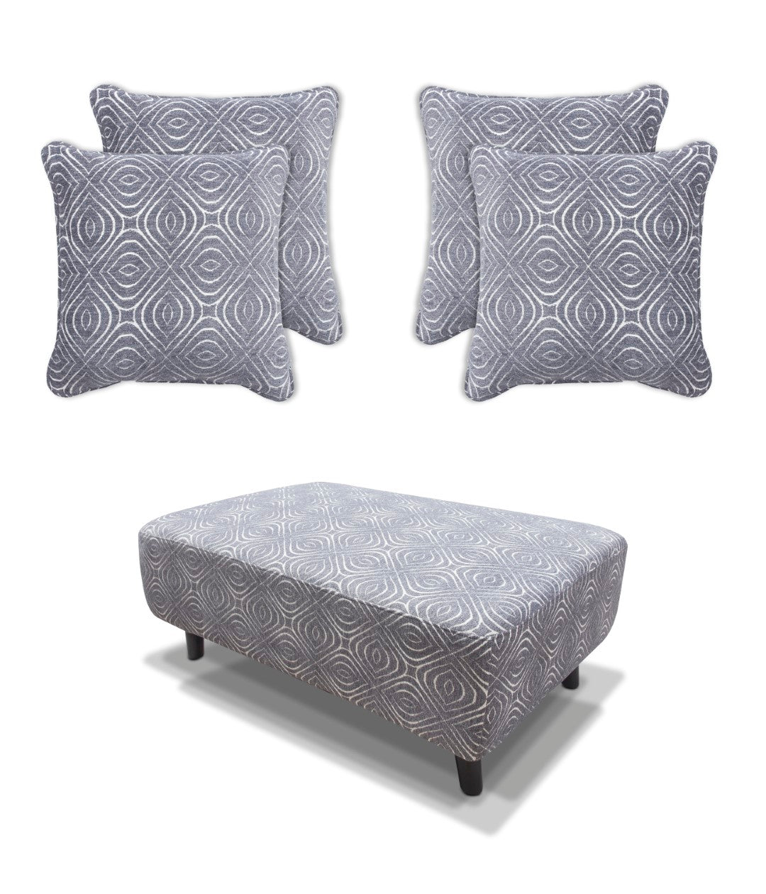 Poppy Swivel Chair / Footstool & Cushions - Grey