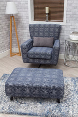 Poppy Swivel Chair / Footstool & Cushions - Navy