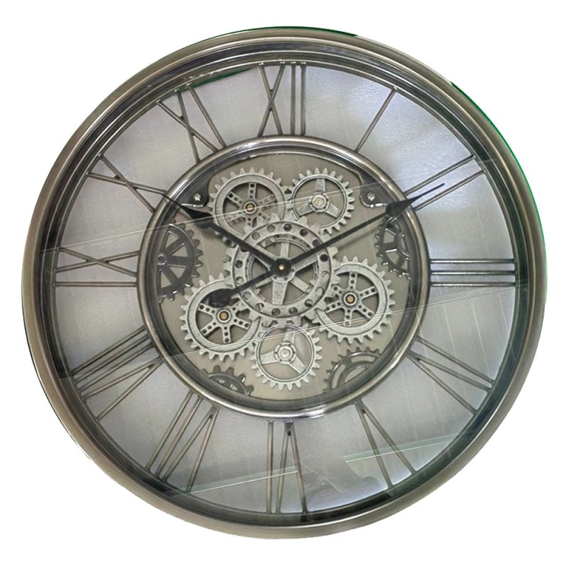 STEEL SILVER COG CLOCK