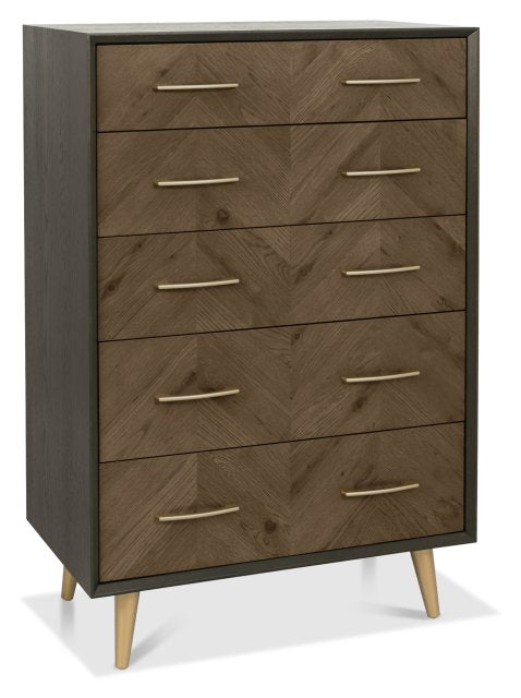 Santorini Fumed Oak & Peppercorn 5 Drawer Chest