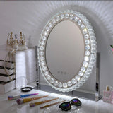 51cm H Hollywood LED Oval Makeup Mirror With Luxury Crystal