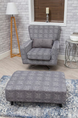 Poppy Swivel Chair / Footstool & Cushions - Grey