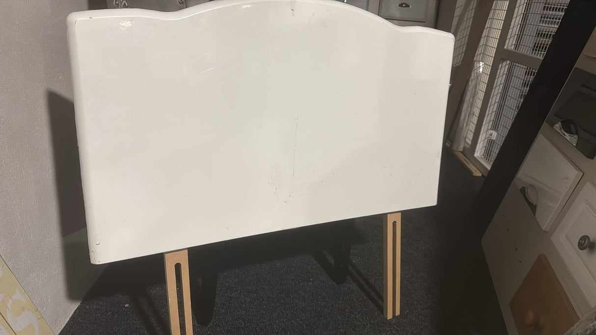 Shop display Single 3 ft wood white headboard.