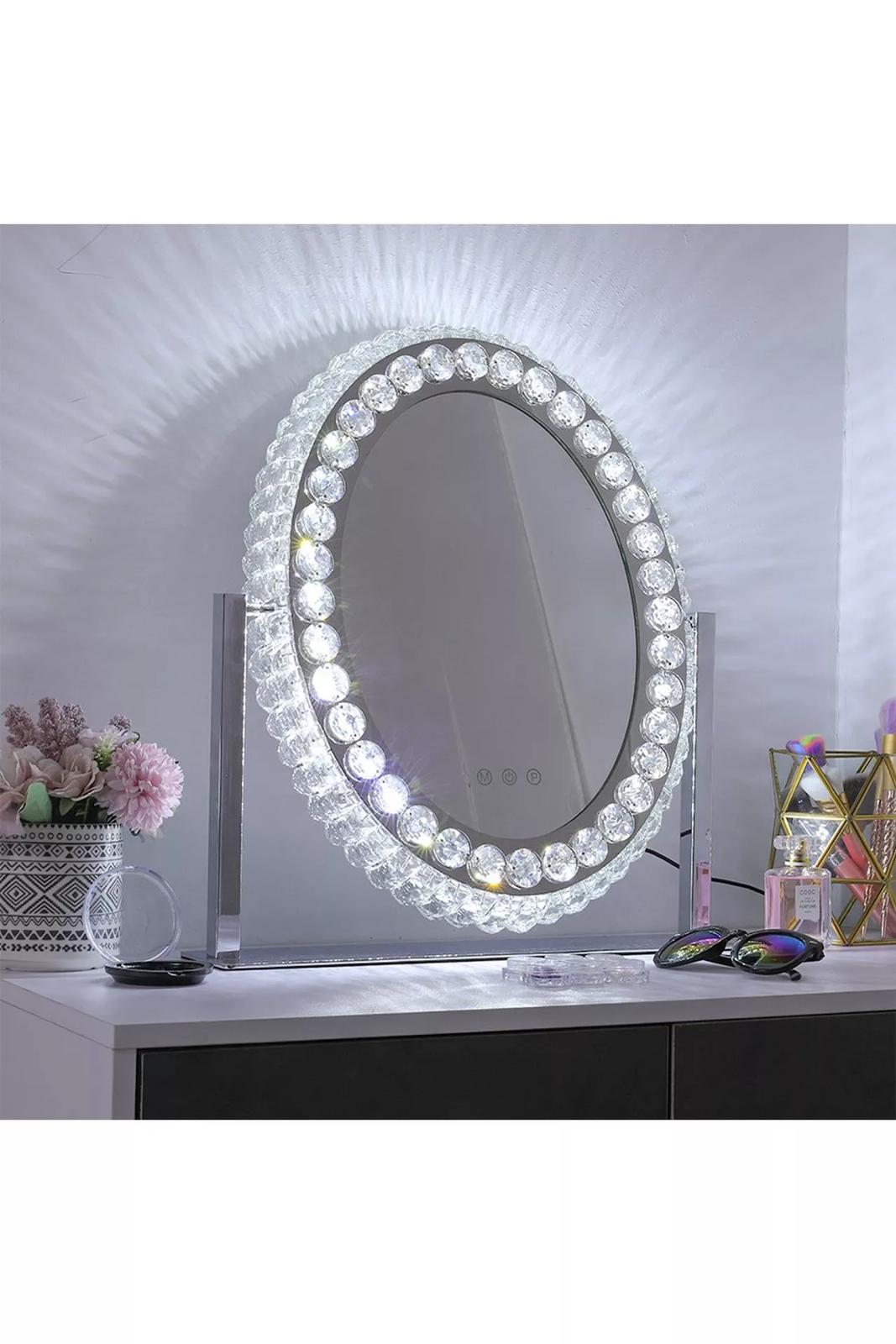 51cm H Hollywood LED Oval Makeup Mirror With Luxury Crystal