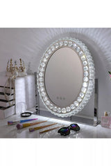 51cm H Hollywood LED Oval Makeup Mirror With Luxury Crystal