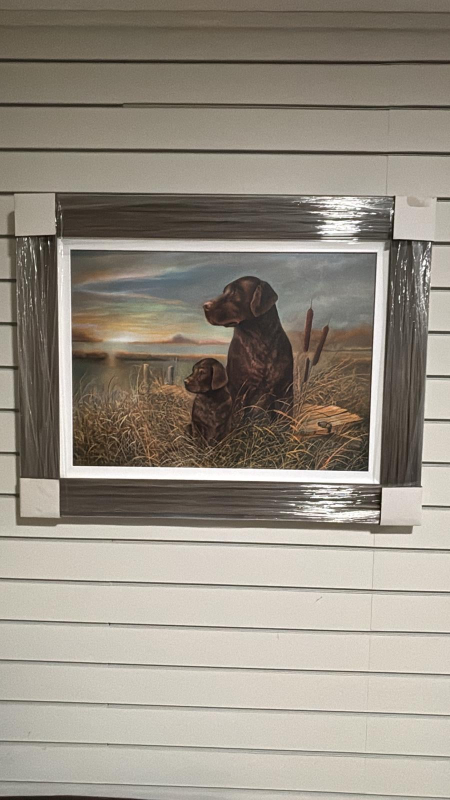 Shop display large dog framed artwork