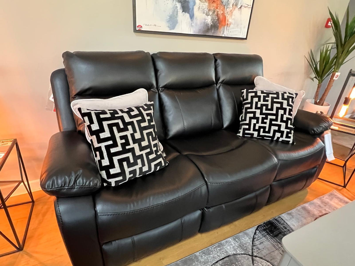 3+1+1 Seater Black Leatheraire Recliner Sofas Charles