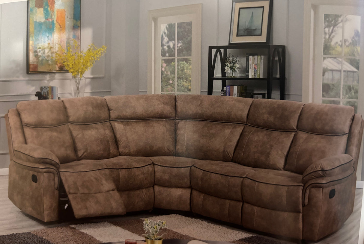 Luca Recliner Corner Sofa in Brown fabric