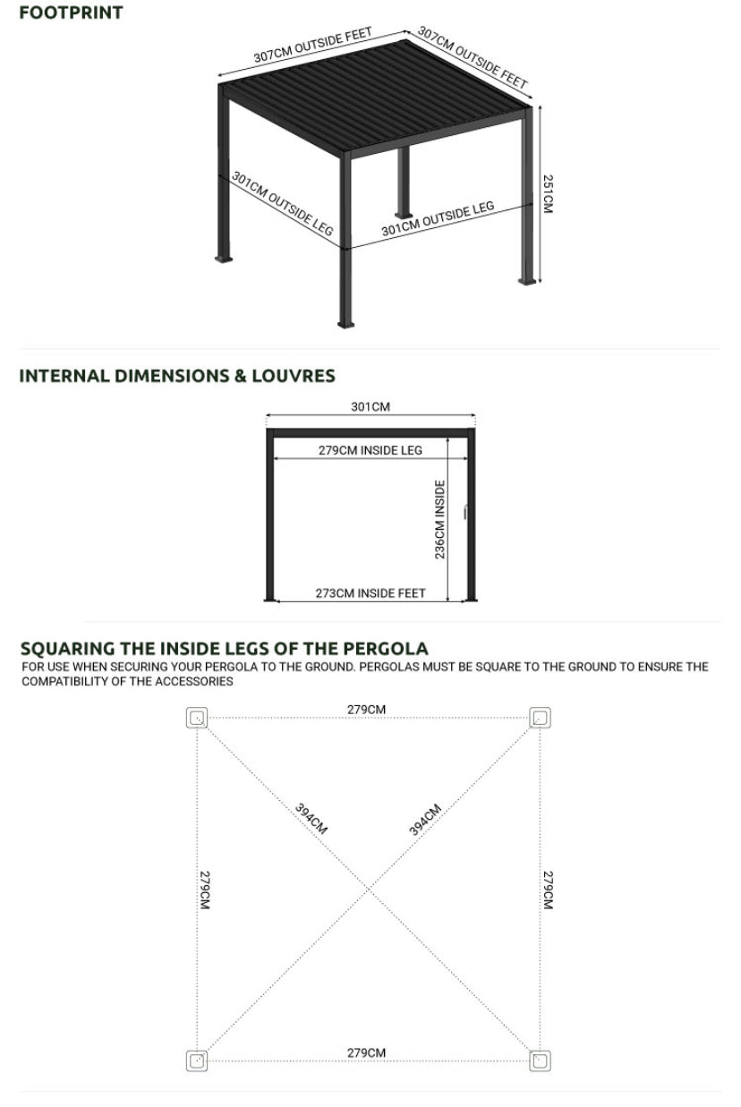 HILTON PLUS 3m x 3m Pergola