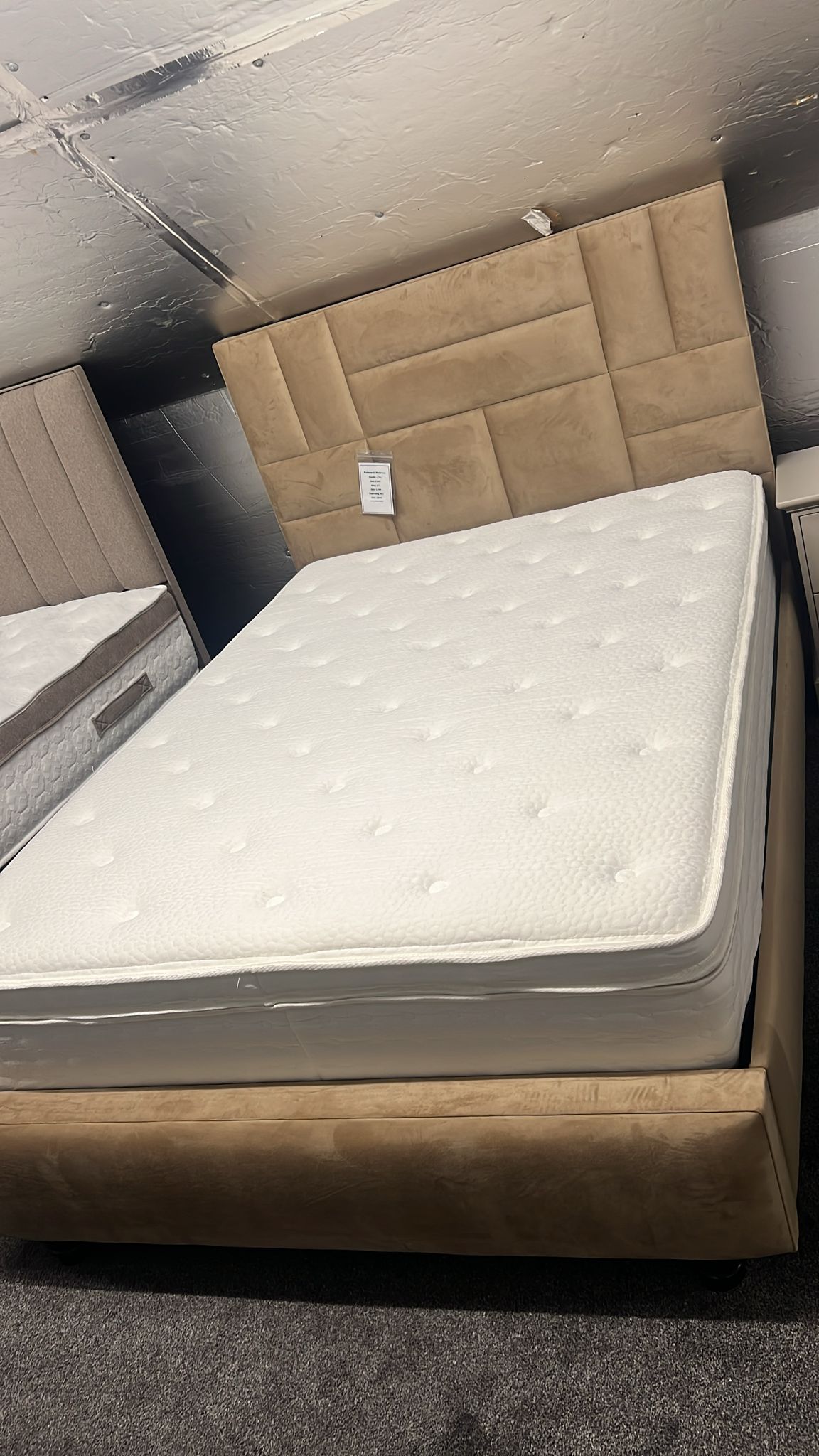 Shop display Zara bedframe Oatmeal bed frame & Balmoral Mattress