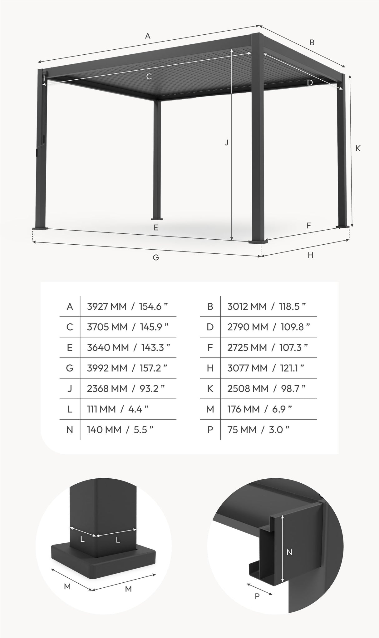 HILTON 3m x 4m Pergola