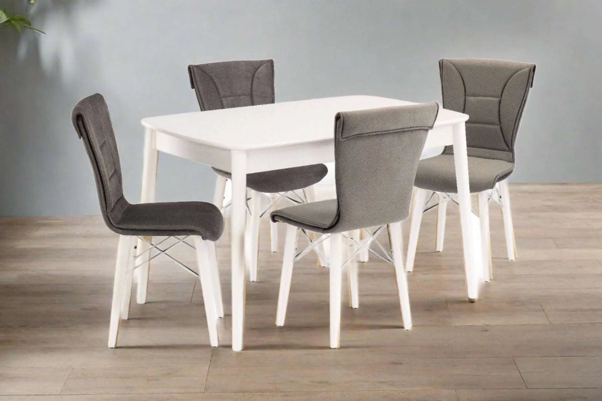 Fara 5 Piece Dining Set - White / Charcoal