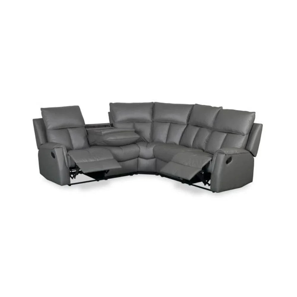 Bergamo Dark Grey Leather Recliner Corner Sofa