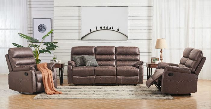 Taylor Reclining Suite - Leather Air - Antique Brown