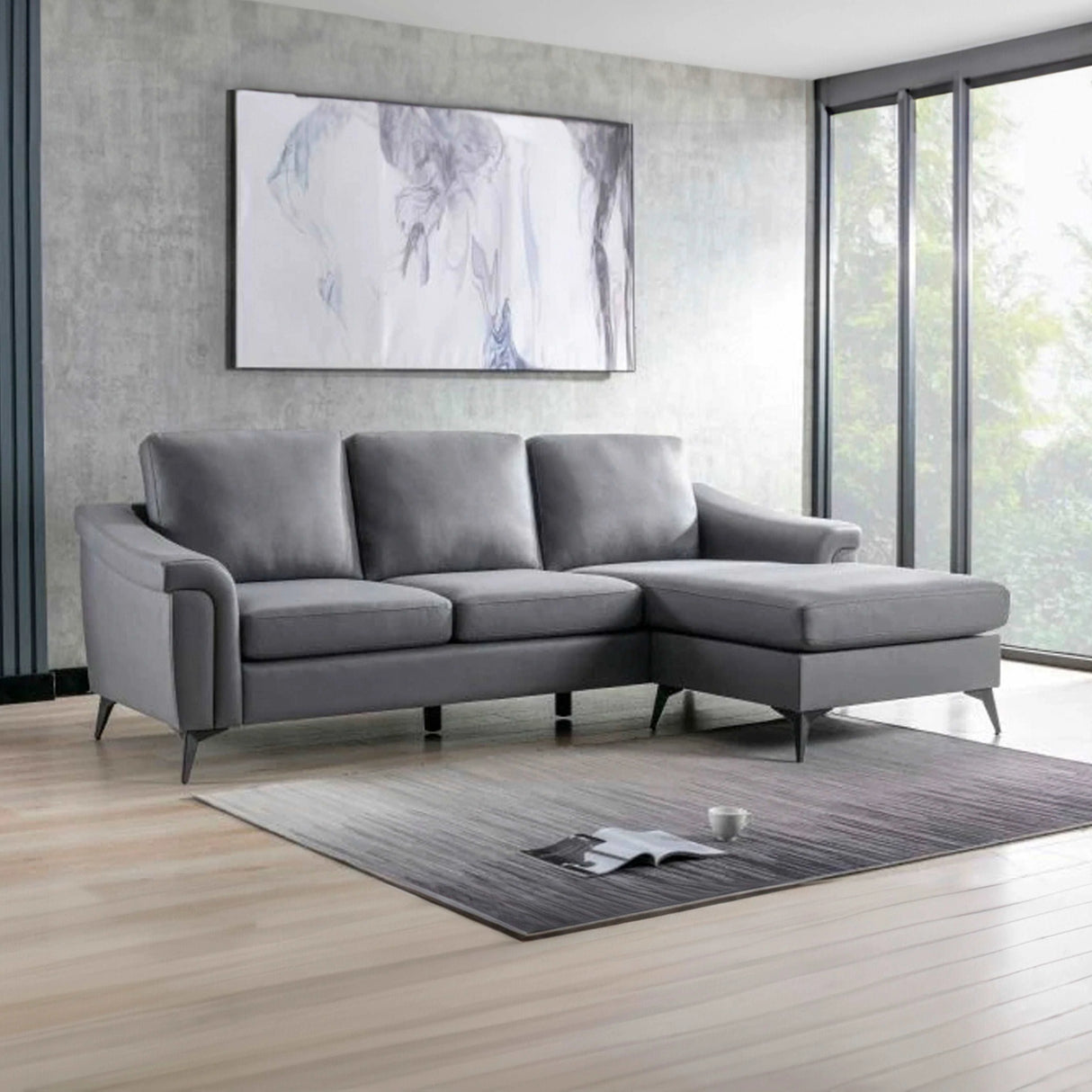 Douglas Grey Leather Air Corner Sofa