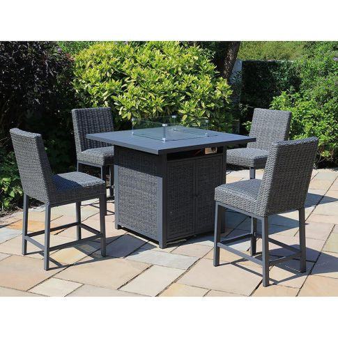 Marseilles 4 seater Aluminium Bar set with Firepit