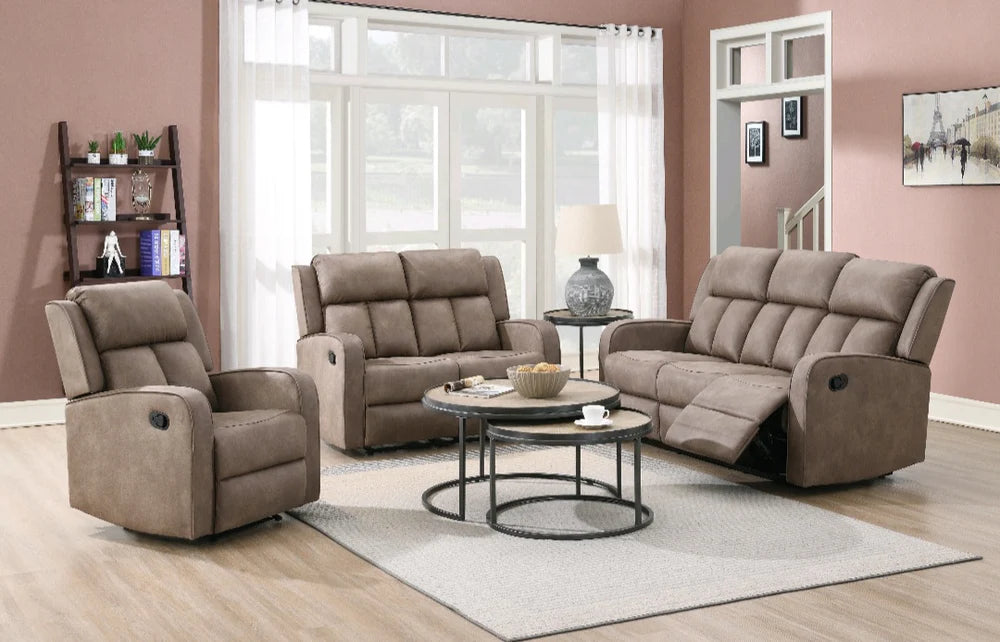 Hillside 3+2 Seater Recliner Sofas Tan Fabric