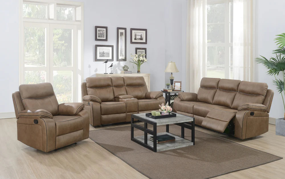 Kingston 3+1+1 Seater Recliner Sofas Tan Fabric