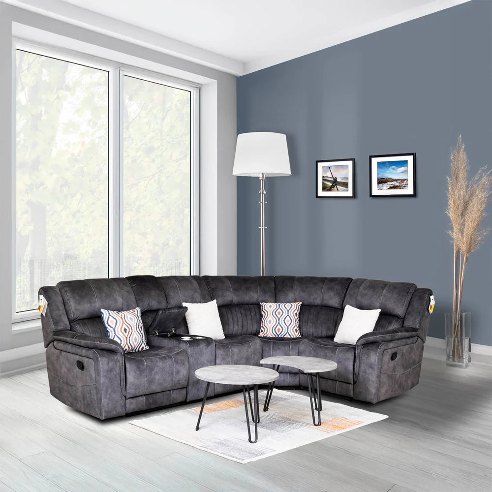 Wellington Dark Grey Recliner Small Corner Sofa