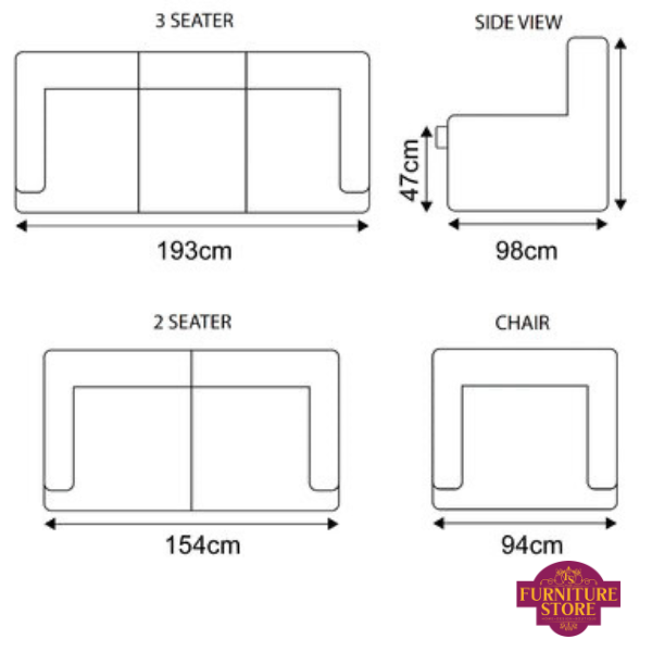 Measurements of Cadiz full leather suite.