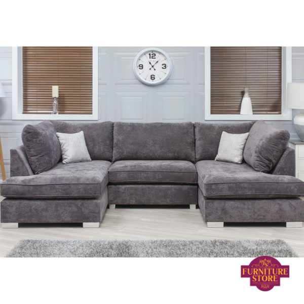 Ashton Fabric U Shape Corner Sofa & Stool