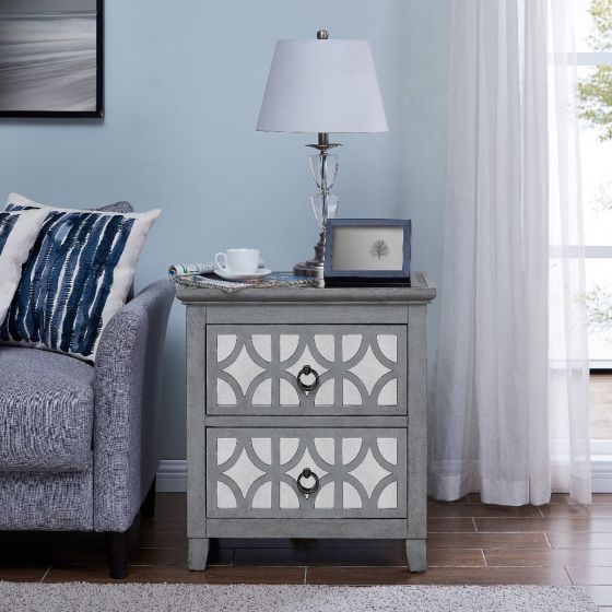 Grey mirrored online nightstand