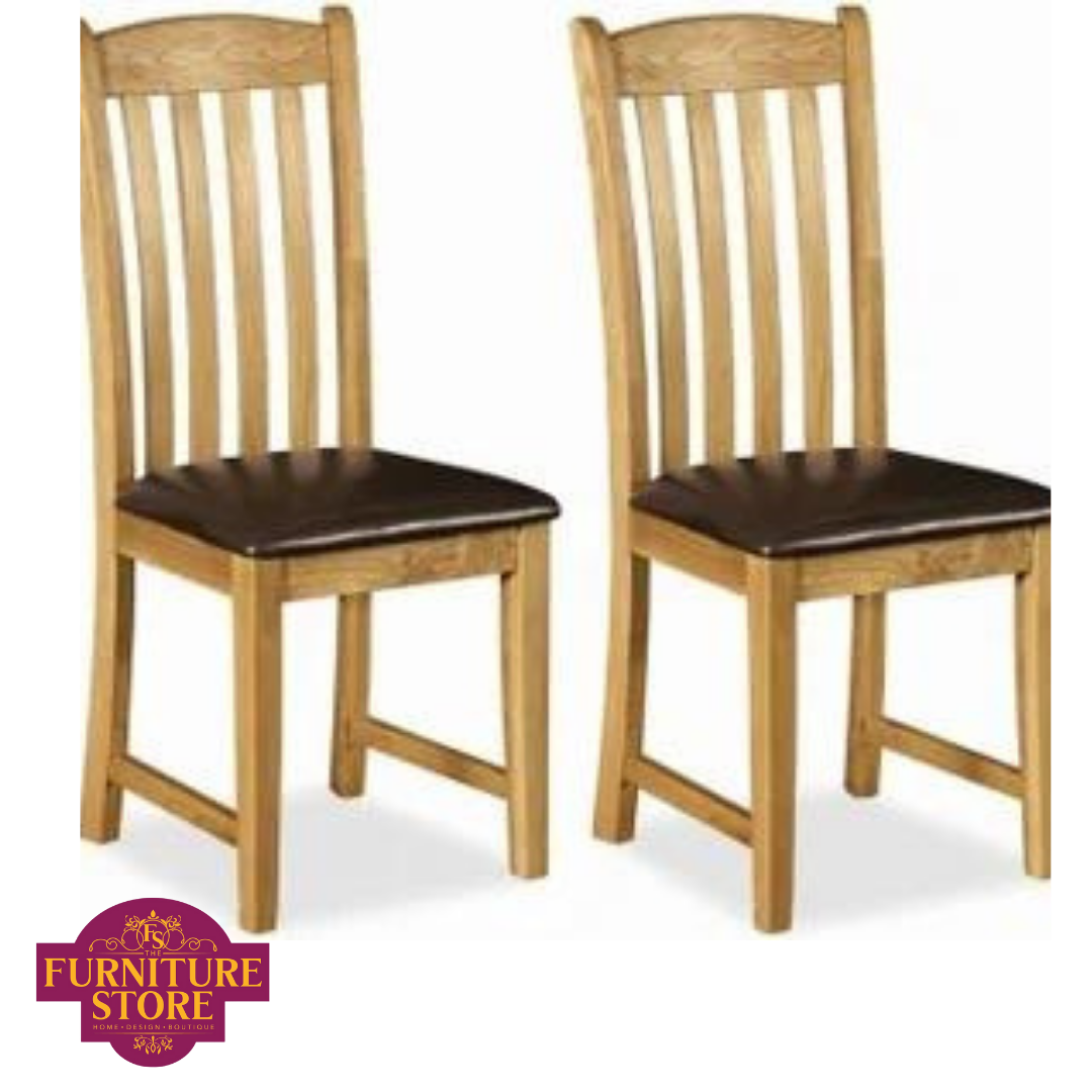 Salisbury Occasional Slatted Chair With Pu Leather Seat - Furniture Store NI